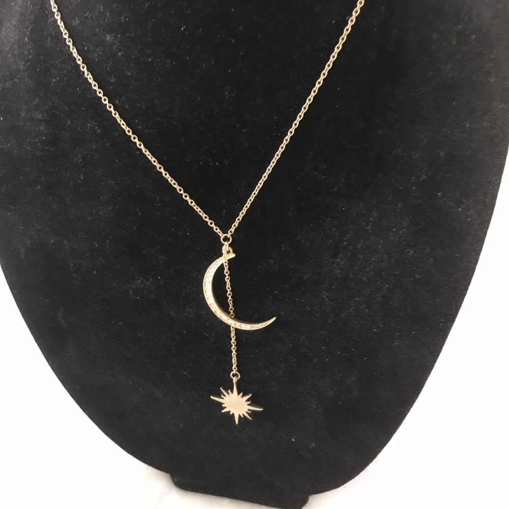NEW, CELESTIAL NECKLACE WITH CRYSTAL MOON AND STAR - Picture 4 of 4